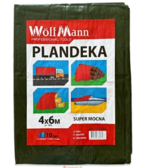 ТЕНТ захисний ЗЕЛЕНИЙ PLANDEKA  4х6м   110г/м2