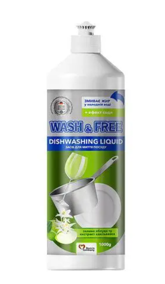 Засіб д/посуду WASH&FREE 500мл (267/386) Яблуко&Едельв