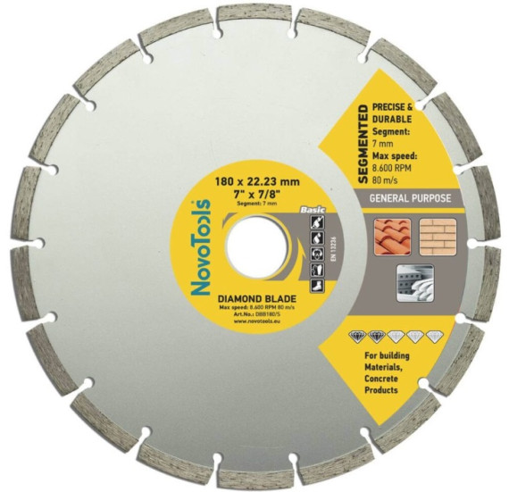 Диск алмаз. NovoTools Basic 180х7х22,23мм СЕГМЕНТ