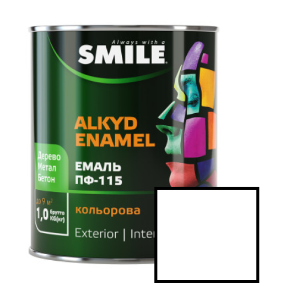 Фарба емаль алкідна по дереву і металу ПФ-115 ТМ Smile біла 2,8кг