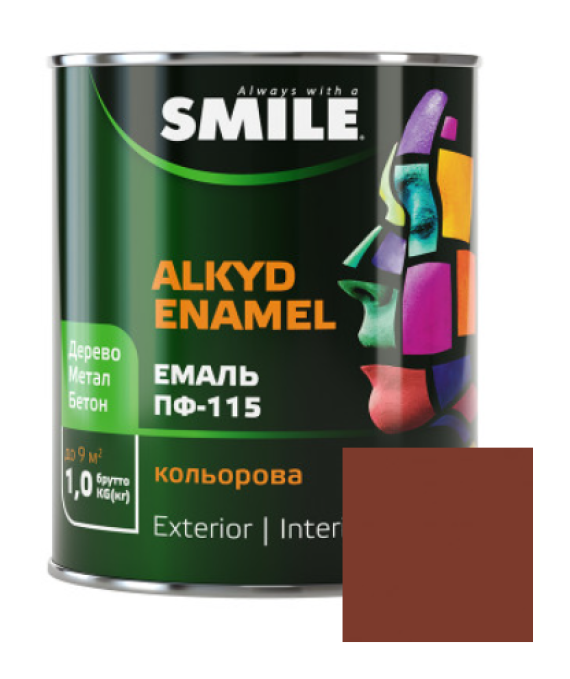 Фарба емаль алкідна по дереву і металу ПФ-115 ТМ Smile жовто-коричнева 0,47кг