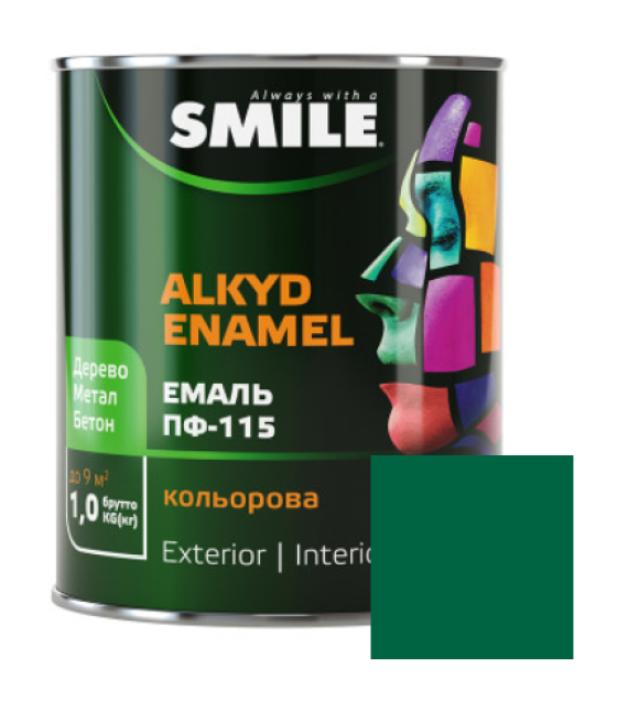 Фарба емаль алкідна по дереву і металу ПФ-115 ТМ Smile зелена 0,47кг