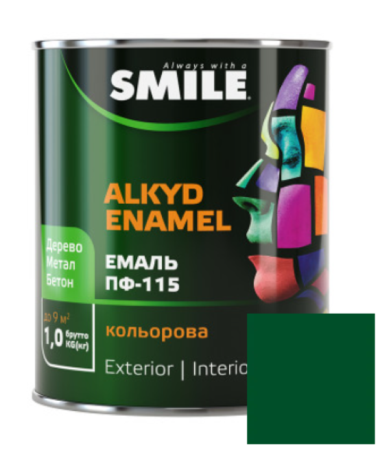 Фарба емаль алкідна по дереву і металу ПФ-115 ТМ Smile смарагдова 0,47