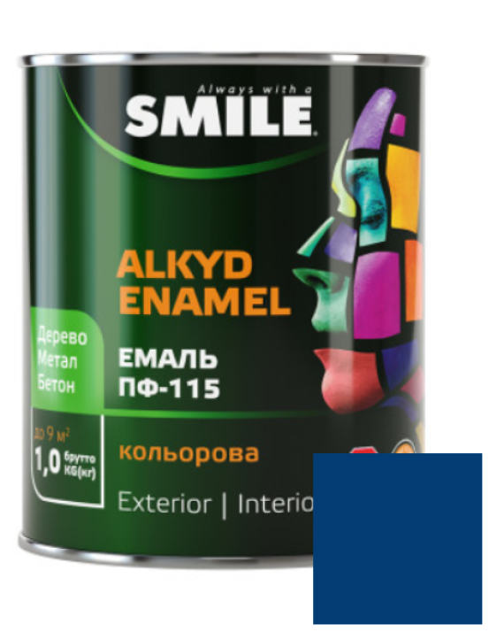 Фарба емаль алкідна по дереву і металу ПФ-115 ТМ Smile синя 2,8кг