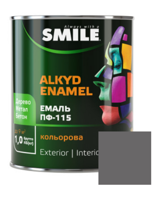Фарба емаль алкідна по дереву і металу ПФ-115 ТМ Smile синя темно-сіра 0,47кг