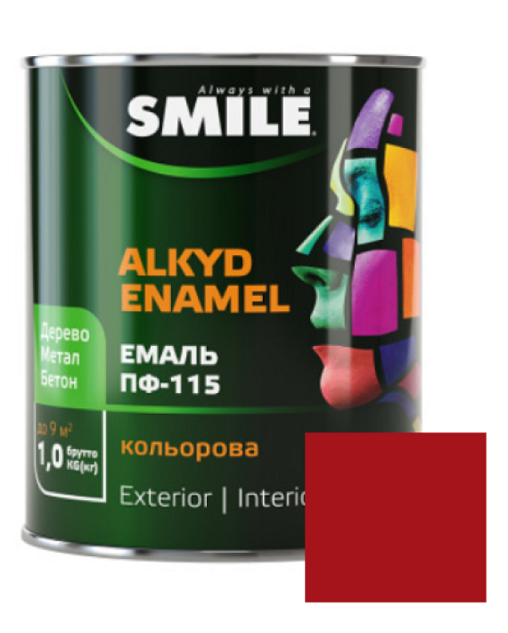 Фарба емаль алкідна по дереву і металу ПФ-115 ТМ Smilе червона 2,8кг