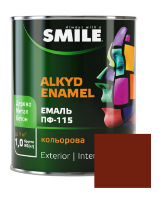 Фарба емаль алкідна по дереву і металу ПФ-115 ТМ Smile червоно-коричнева 2,8кг