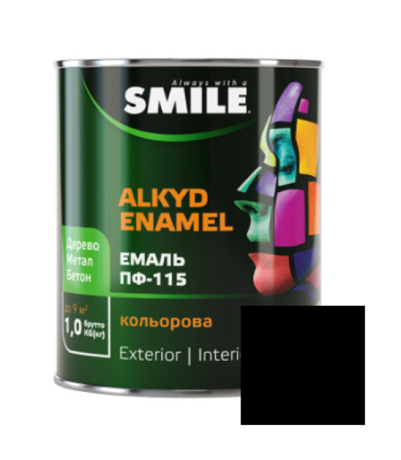 Фарба емаль алкідна по дереву і металу ПФ-115 ТМ Smile чорна 0,47кг