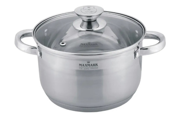 Каструля нержавійка МК-3704  4л скляна кришка  MAXMARK