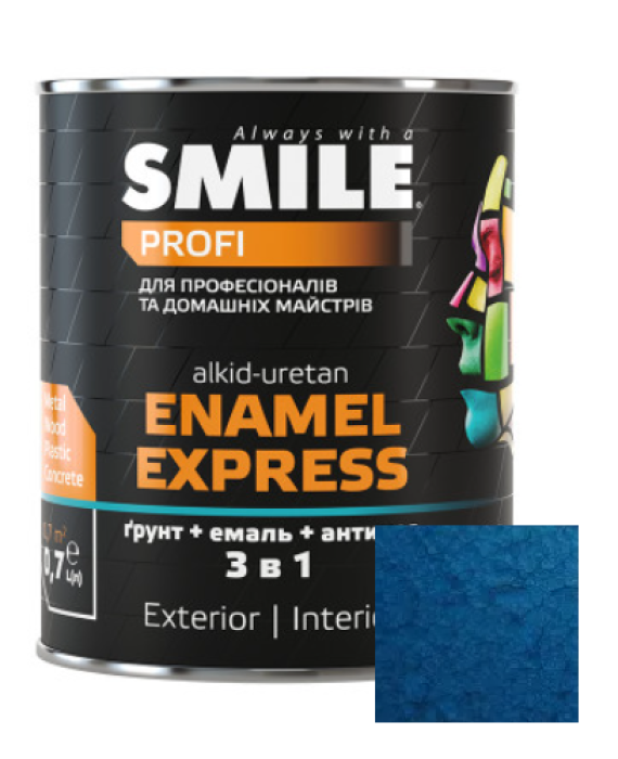 Емаль SMILE 3в1 Молотковий ефект Антикорозійна сапфірова 2,0л