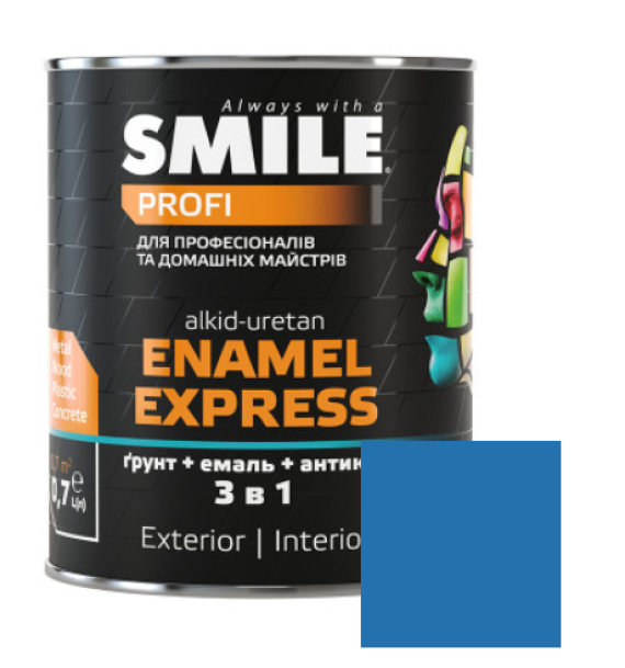 Емаль SMILE 3в1 гладка Антикорозійна RAL 5015 Блакитна 0,7л