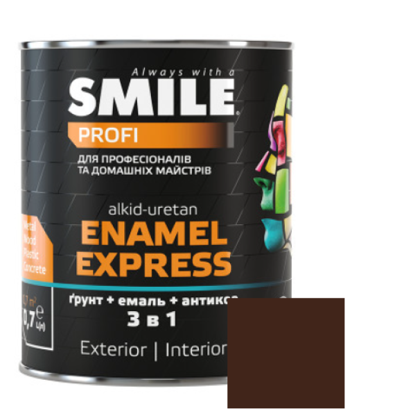 Емаль SMILE 3в1 гладка Антикорозійна RAL 8017 темно-коричнева 2,0л