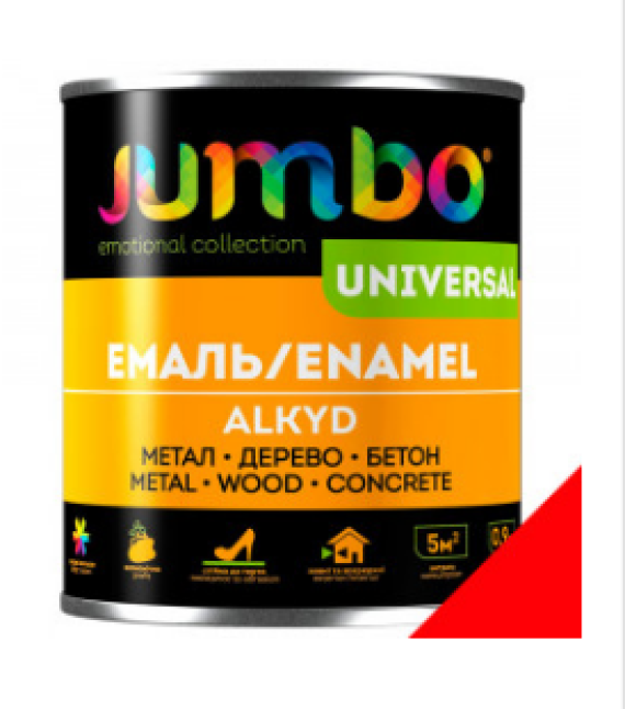 Емаль Алкідна ДЖАМБО Jumbo Universal 0,8кг для дерева і металу червона