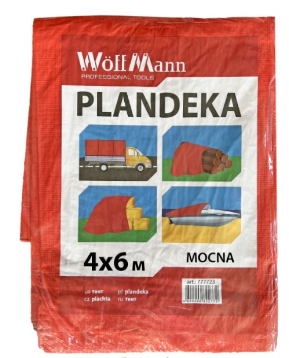 ТЕНТ захисний PLANDEKA  4х5м  ПОМАРАНЧЕВИЙ 80г/м2