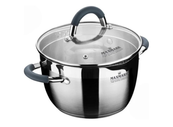 Каструля нержавійка МК-5603  3л скляна кришка  MAXMARK